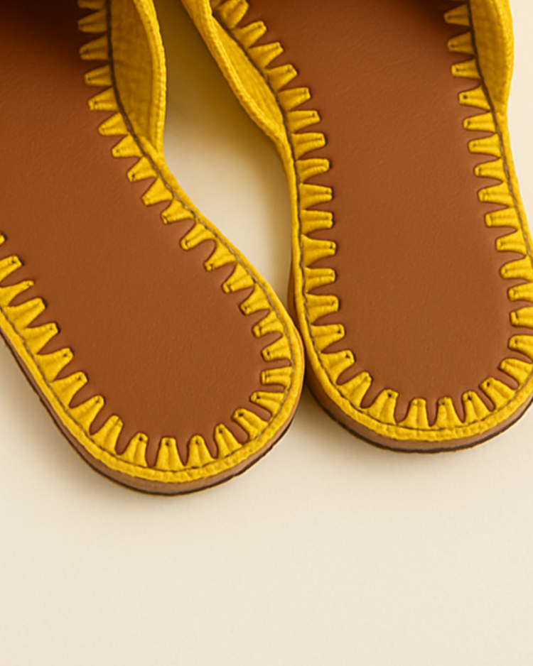 Handmade Raffia Sandals - Moroccan Summer Loafers with Leather Sole.