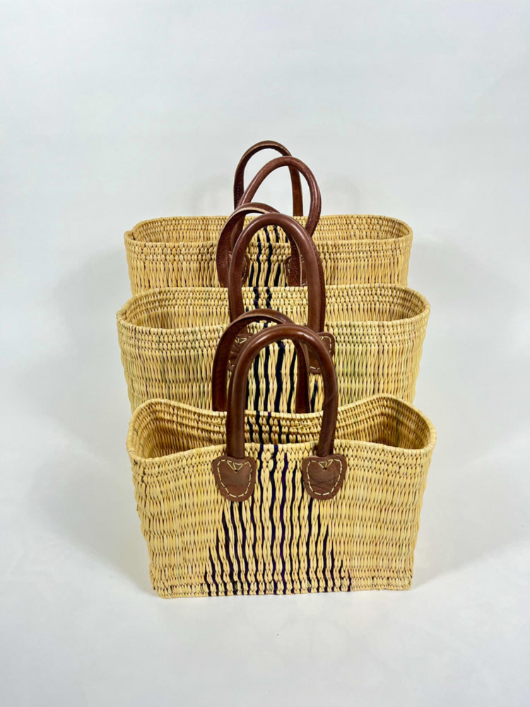 Large Handwoven Moroccan Reed Baskets - Available in 3 Sizes - Ideal for Shopping, Markets, Work & Beach.