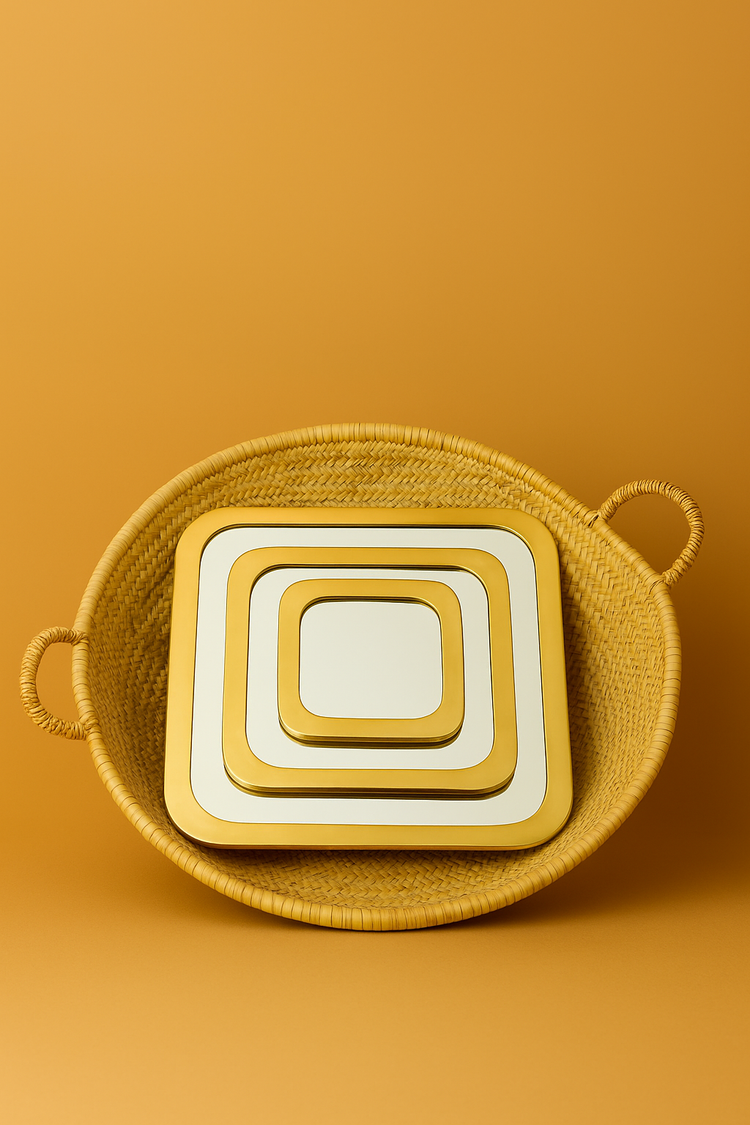 Moroccan Handmade Brass Square Mirrors - Elegant Wall Decor, Unique Gift, Bathroom & Living Room Mirror Set.