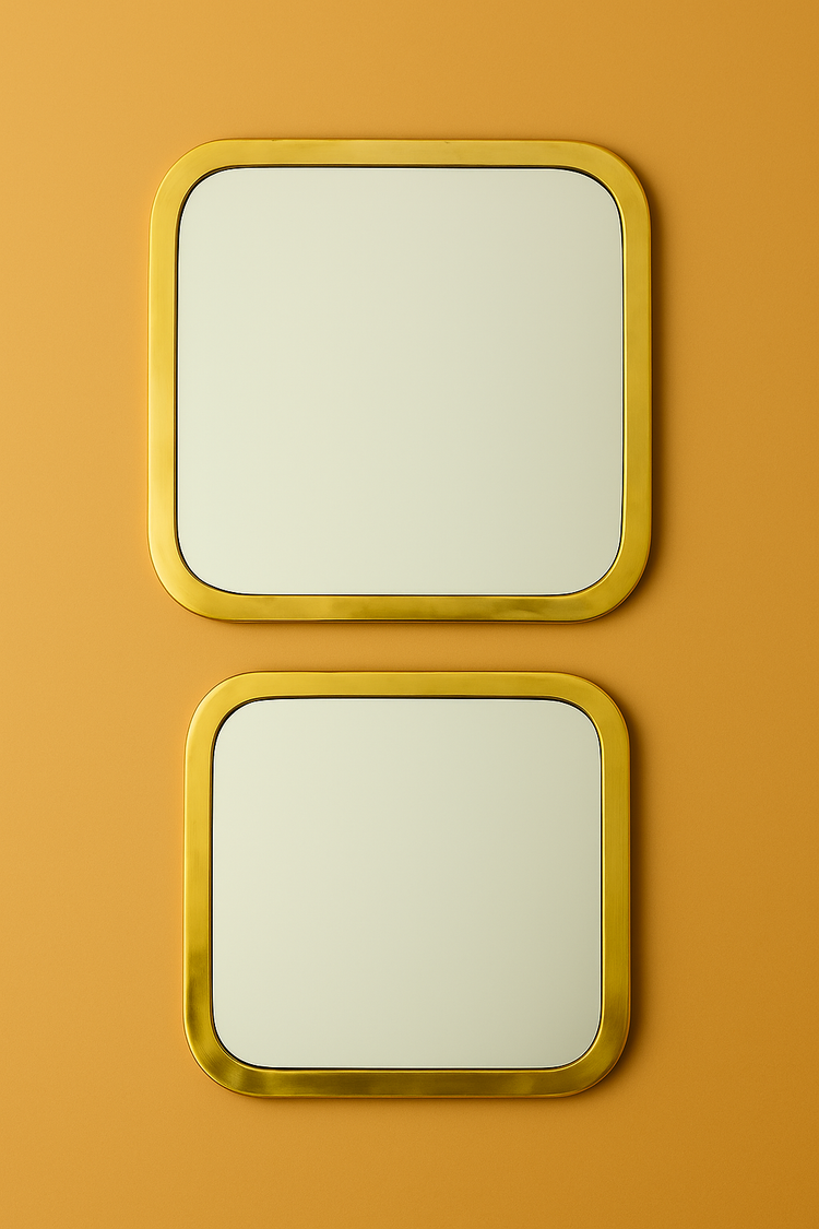 Moroccan Handmade Brass Square Mirrors - Elegant Wall Decor, Unique Gift, Bathroom & Living Room Mirror Set.