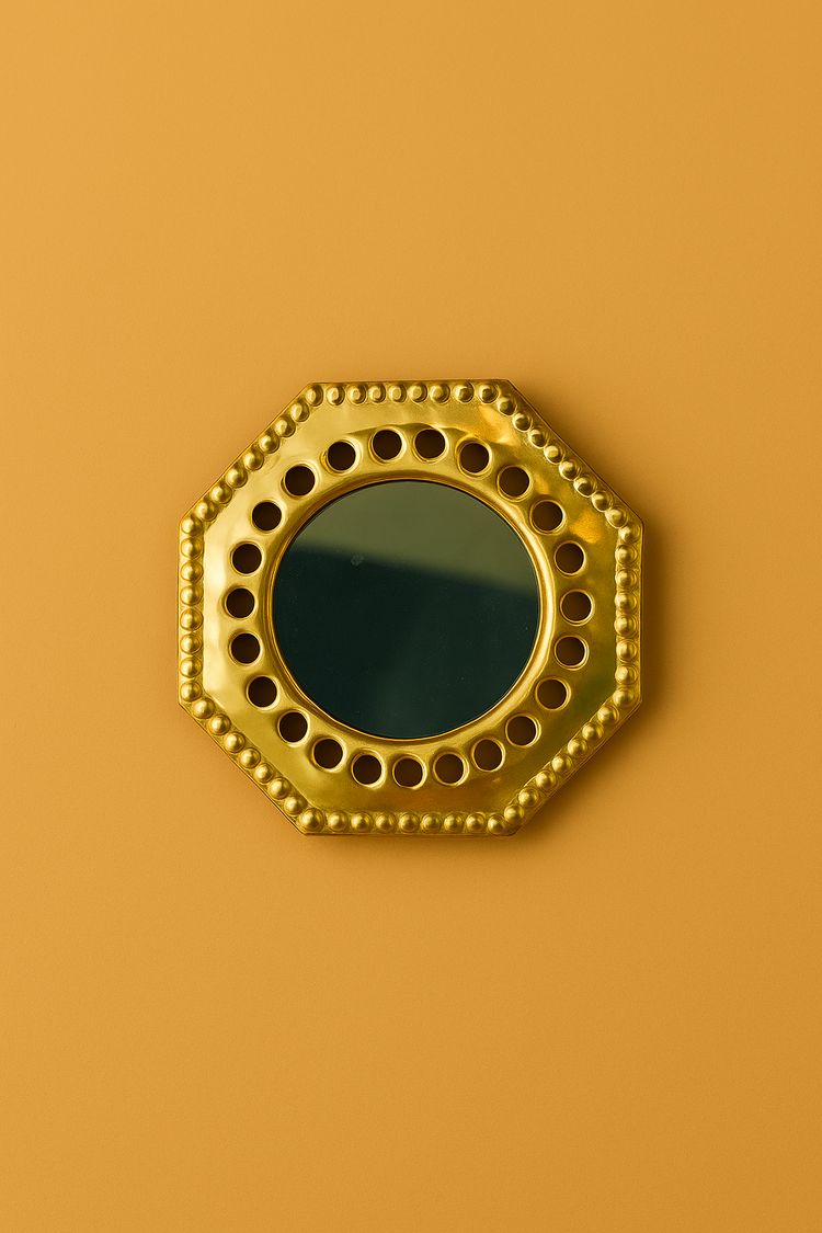 Set of small decorative brass mirrors handcrafted for beautiful home decor, wall decor and room embellishment..