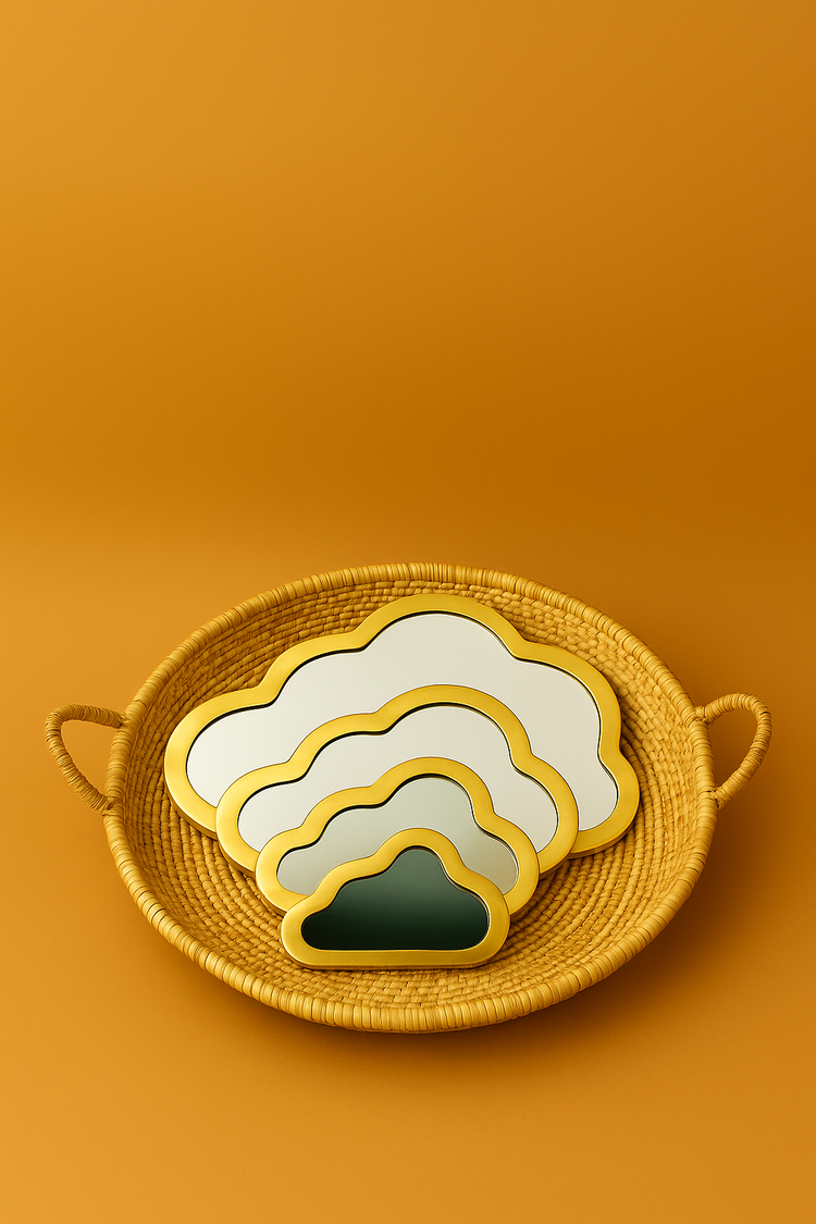 Moroccan Brass Cloud Mirror Set - Wall Decor, Unique Gift, Bathroom Decor & Home Decor.