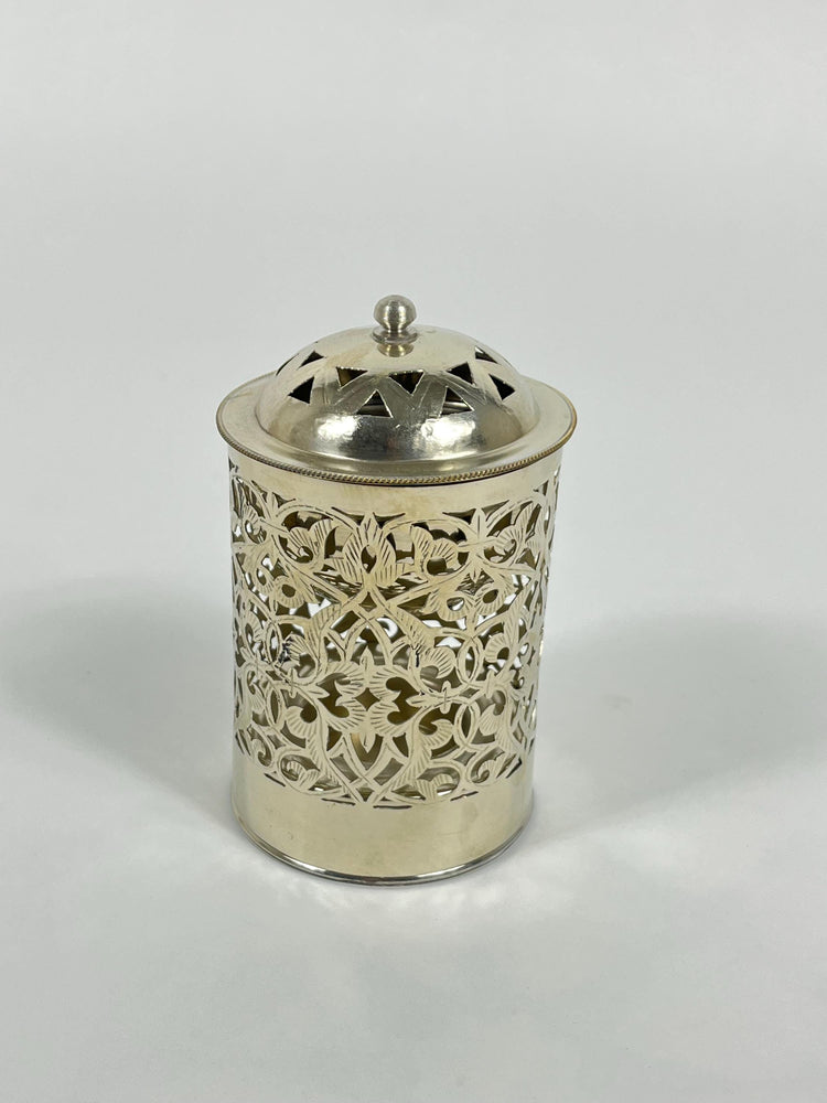 Handmade Bathroom Trash Can in Unlacquered Brass - Engraved Trash Can and Decorative Toilet Storage.