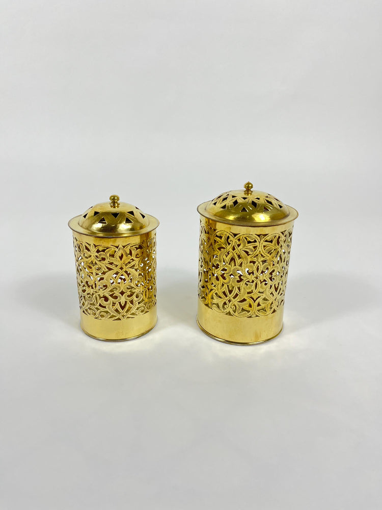 Handcrafted Unlacquered Brass Bathroom Basket - Engraved Trash Can & Decorative Toiletry Storage | Elegant Brass Trash Can.