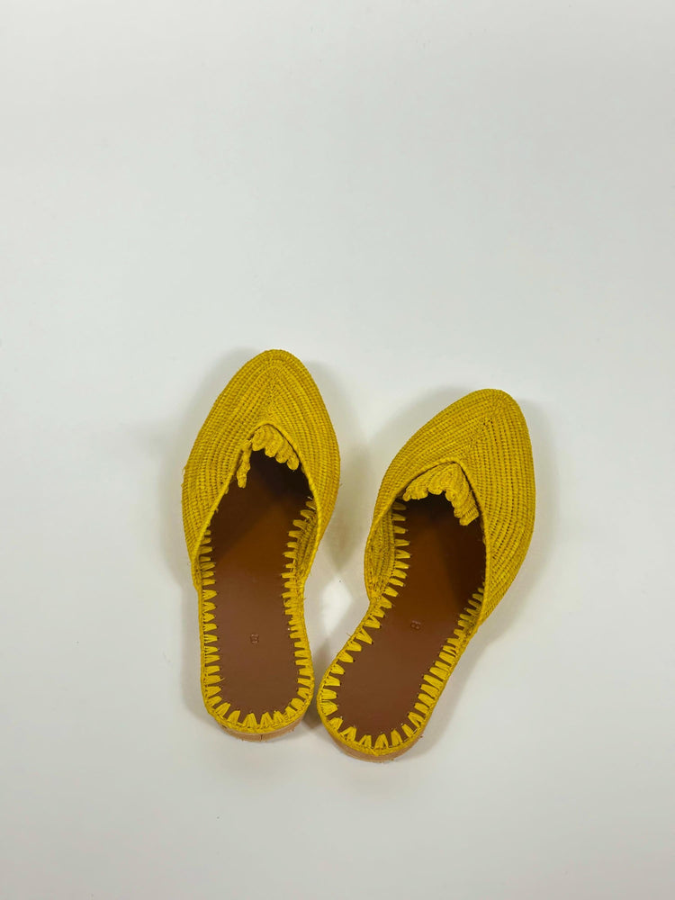 Handmade Raffia Sandals - Moroccan Summer Loafers with Leather Sole.
