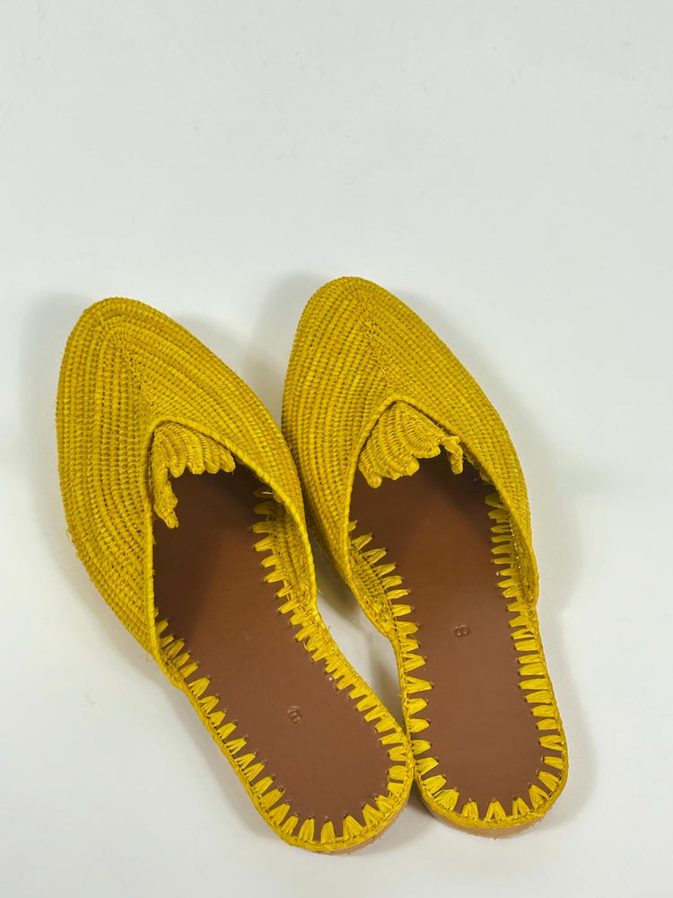 Handmade Raffia Sandals - Moroccan Summer Loafers with Leather Sole.