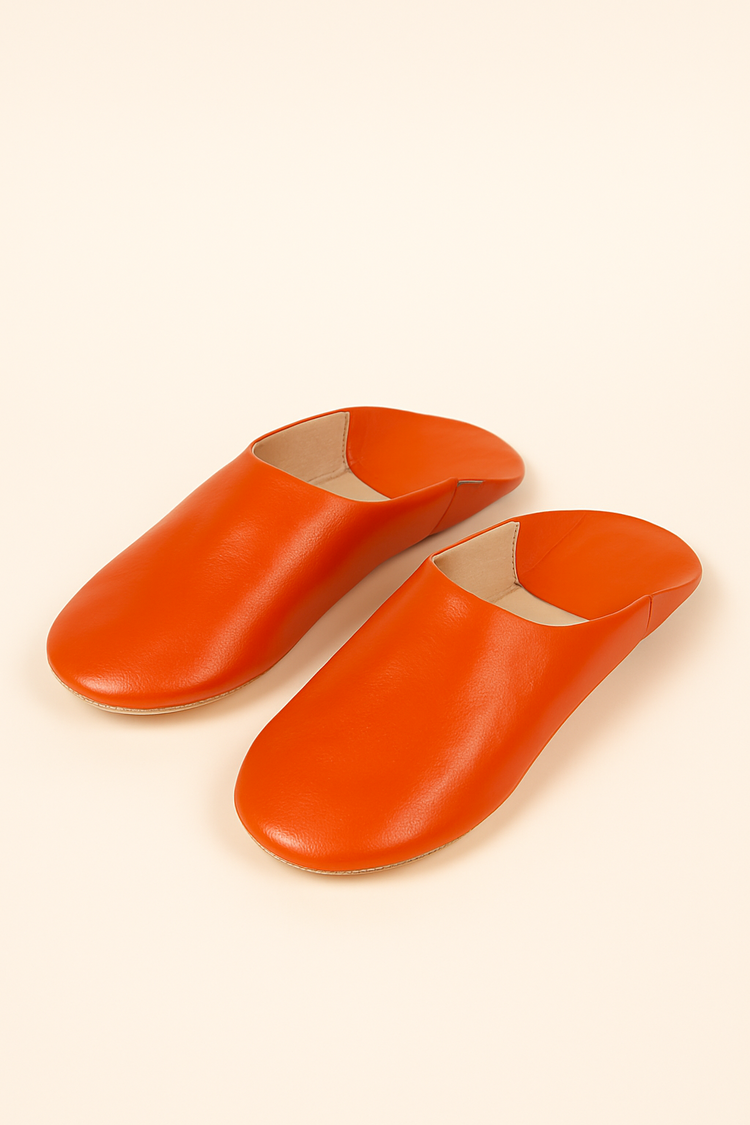 Moroccan Natural Leather Slippers | Handmade Babouche Shoes | Unisex Slip-On Flat Shoes | Comfortable Indoor Shoes.