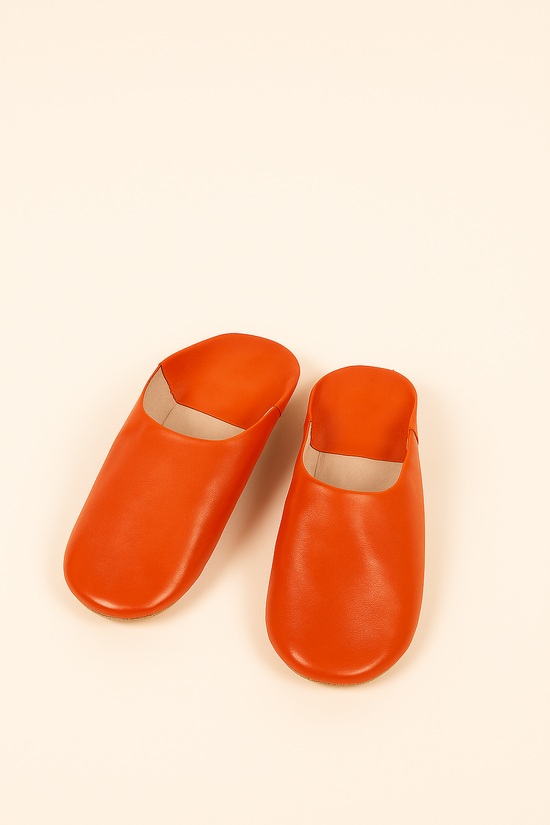 Moroccan Natural Leather Slippers | Handmade Babouche Shoes | Unisex Slip-On Flat Shoes | Comfortable Indoor Shoes.