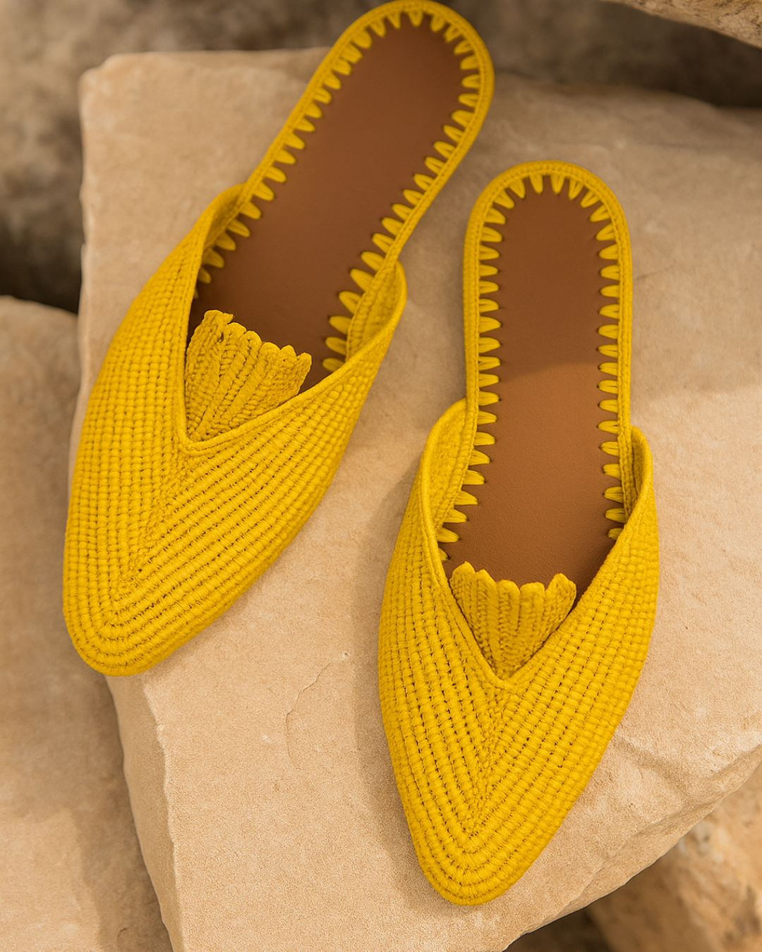 Handmade Raffia Sandals - Moroccan Summer Loafers with Leather Sole.