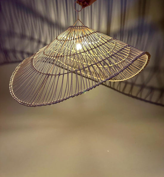 Handwoven Bamboo Pendant Light – Rustic Wicker Lampshade - ECOMOROCCO