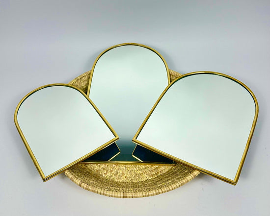 Moroccan Hand-Hammered Brass Arch Mirror — Artisan Wall Decor
