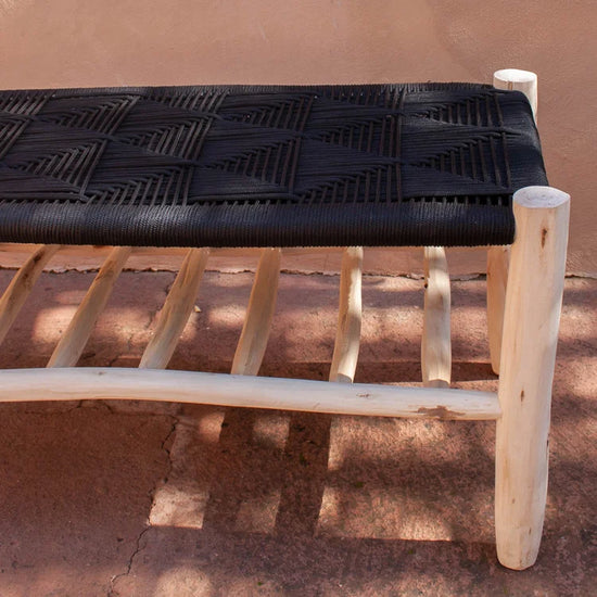 Handmade Moroccan Bench – Natural Rope Accent Seating - ECOMOROCCO
