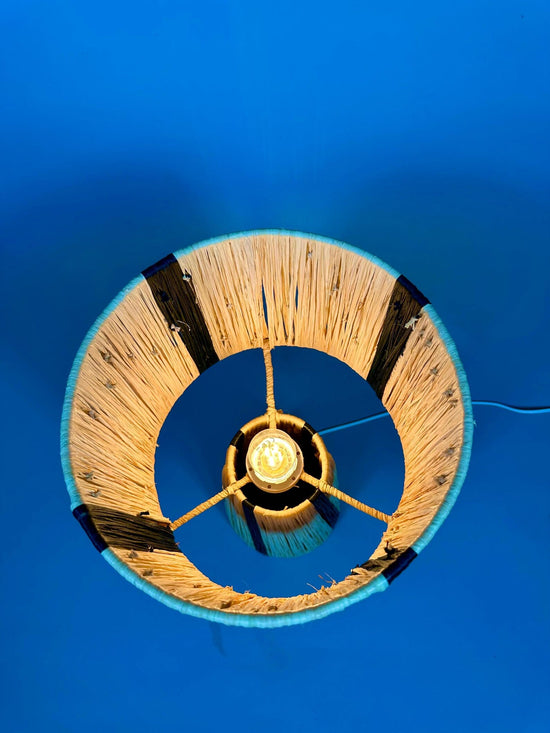 Handmade Natural Raffia Table Lamp – Moroccan Wicker & Rattan Shade - ECOMOROCCO