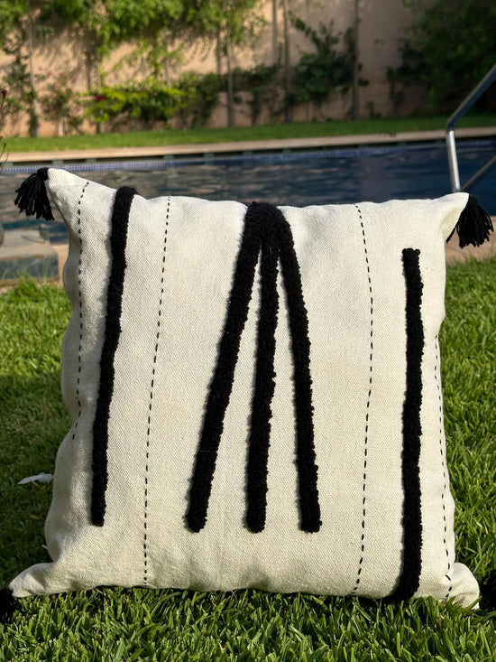Boho Black Motif Moroccan Pillow Cover – Handmade & Stylish - ECOMOROCCO