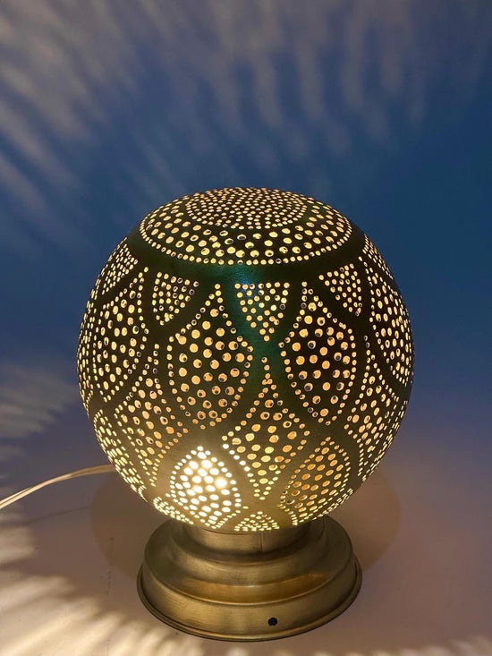 Moroccan Brass Table Lamp – Handmade Boho Accent Light - ECOMOROCCO