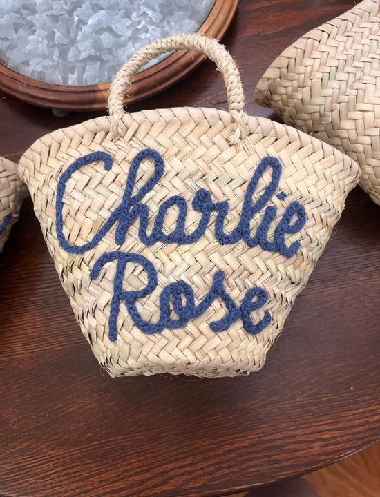Custom Embroidered Moroccan Straw Tote – Personalized Beach & Bridal Gift - ECOMOROCCO