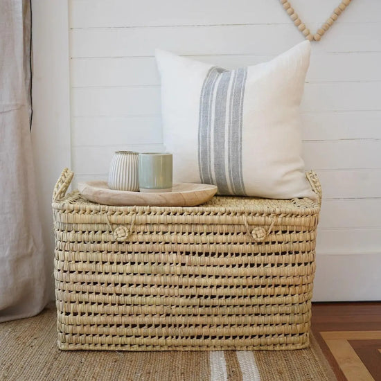 Large Wicker Storage Chest –  Palm Leaf Toy Box & Home Organizer - ECOMOROCCO