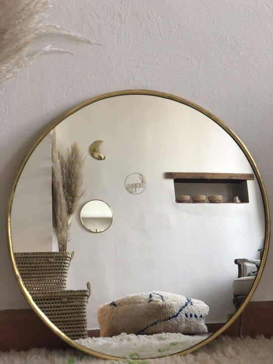 Brass Circle Mirror – Handmade Moroccan Glow for Modern Walls - ECOMOROCCO