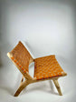 Custom Moroccan Leather Chair – Handcrafted Wood & Braided Seat