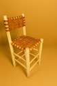 Moroccan stool bar with backrest in leather