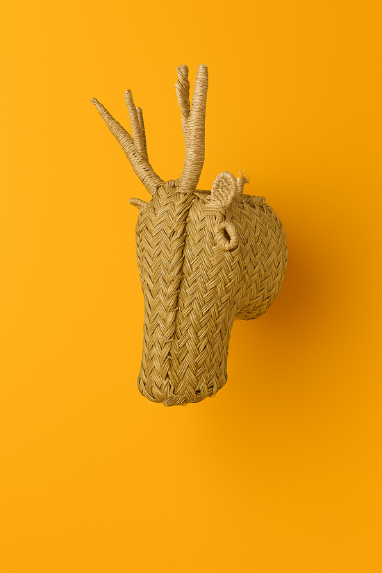 Gazelle Trophy – Handmade Straw Wall Art in Natural Palm Doum