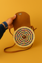 Handmade Sequin Straw Bag – Round Boho Crossbody