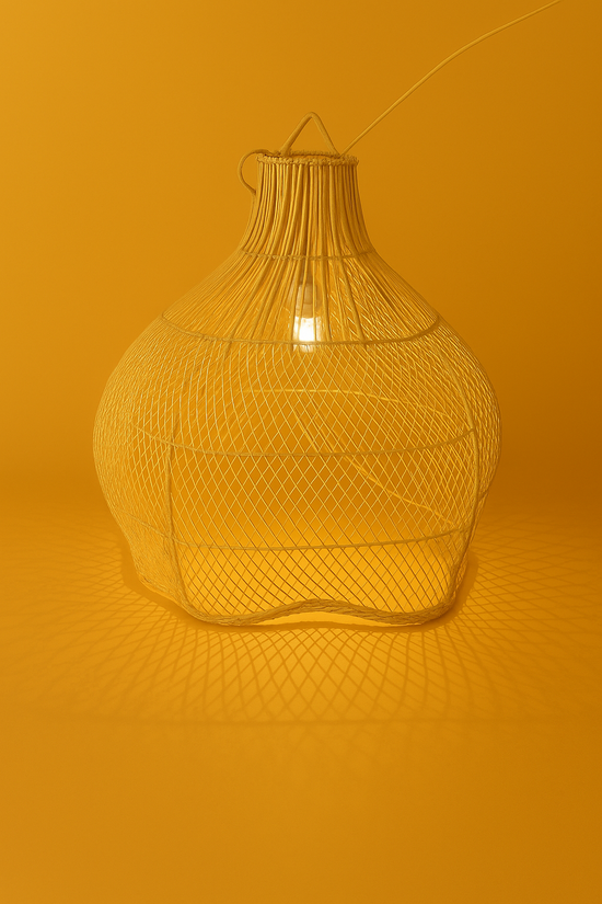 Wavy Rattan Chandelier – Handmade Natural Lampshade