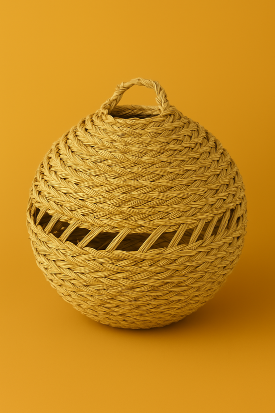 Boho Straw Pendant Light – Handwoven Natural Ceiling Lamp