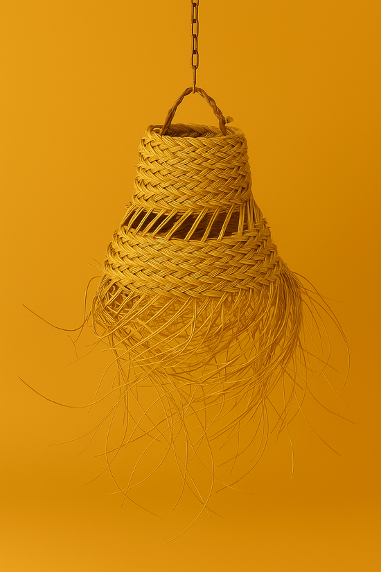 Natural Straw Ceiling Lamp – Boho Style