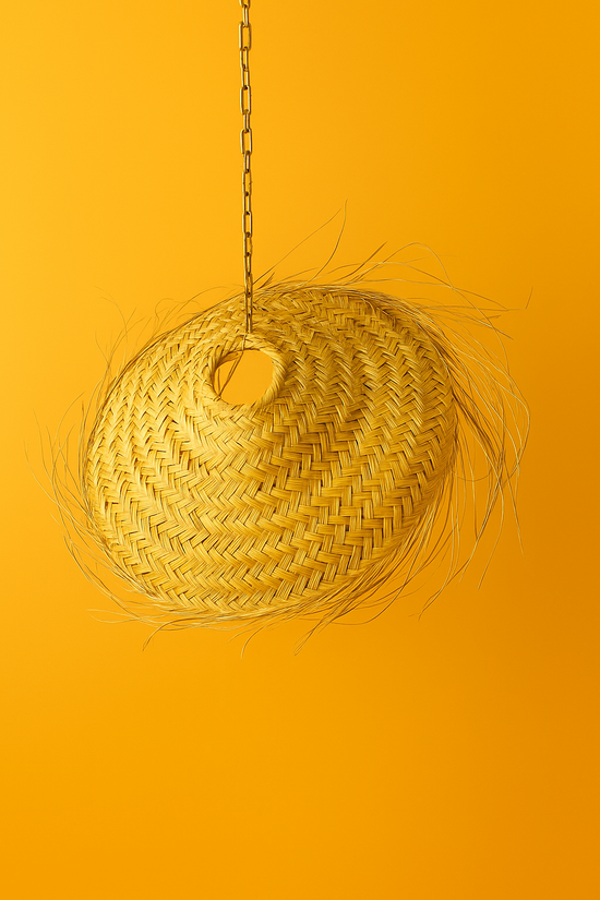 Handwoven Straw Parasol Pendant Light – Boho Natural Ceiling Lamp