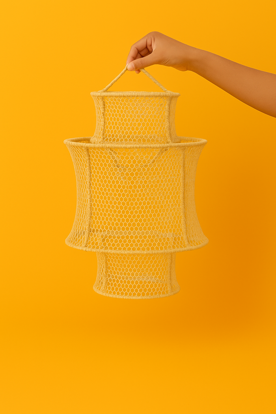 Natural Raffia Pendant Light – Handmade Boho Ceiling Lamp Shade