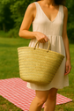 Artisan Moroccan Palm Tote – Chic French-Inspired Straw Bag