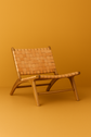 Custom Moroccan Leather Chair – Handcrafted Wood & Braided Seat