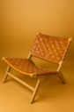 Custom Moroccan Leather Chair – Handcrafted Wood & Braided Seat