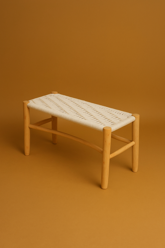 Moroccan Cord Bench – Handmade Boho Natural Seating