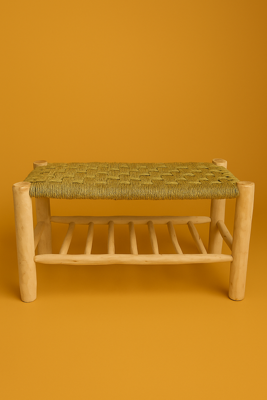 Boho Moroccan Woven Bench