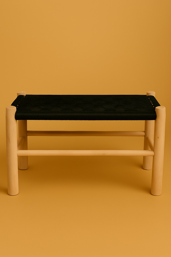 Handmade Moroccan Bench – Natural Rope Accent Seating