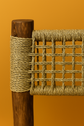 Handmade Moroccan Wooden Chair – Boho Rustic Palm Leaf Woven Seat