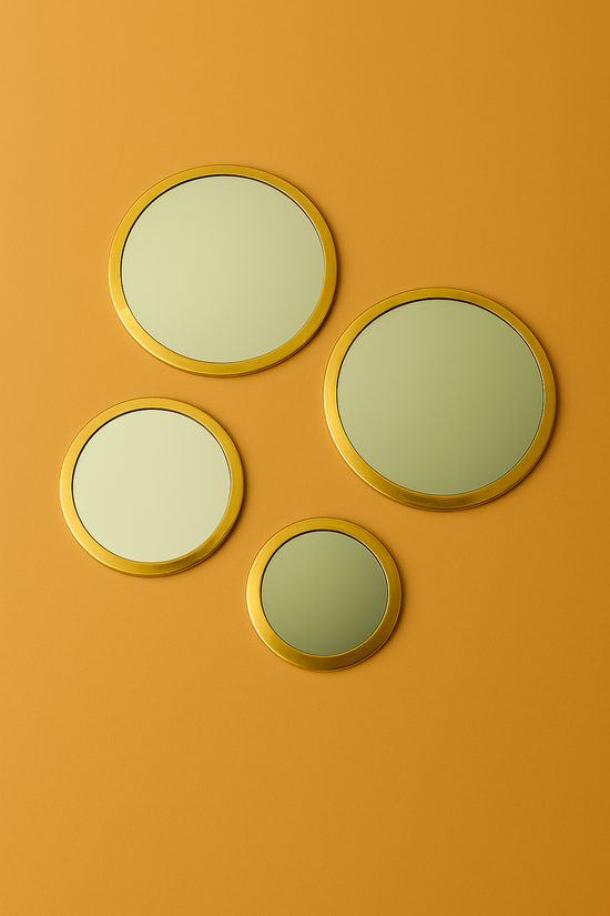 Handmade Moroccan Brass Round Mirror Set – Elegant Wall Art for Home