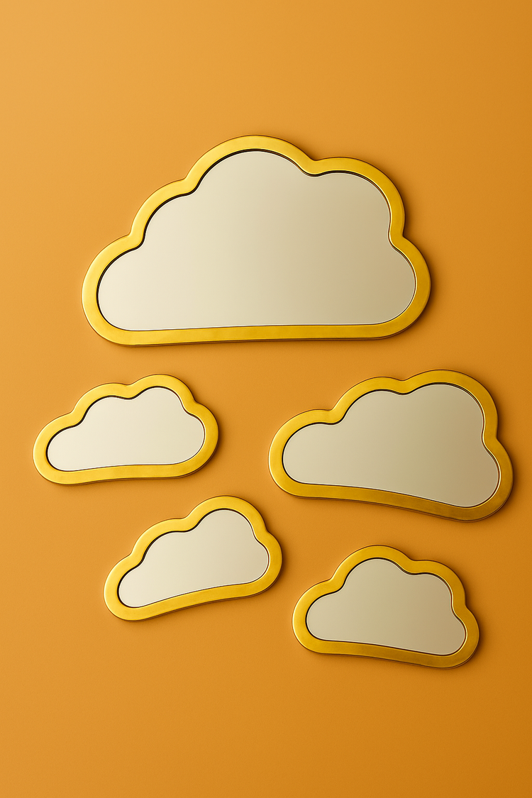 Moroccan Brass Cloud Mirror Set - Wall Decor, Unique Gift, Bathroom Decor & Home Decor.