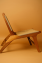 Moroccan Wooden Chair – Handwoven Straw Seat Accent