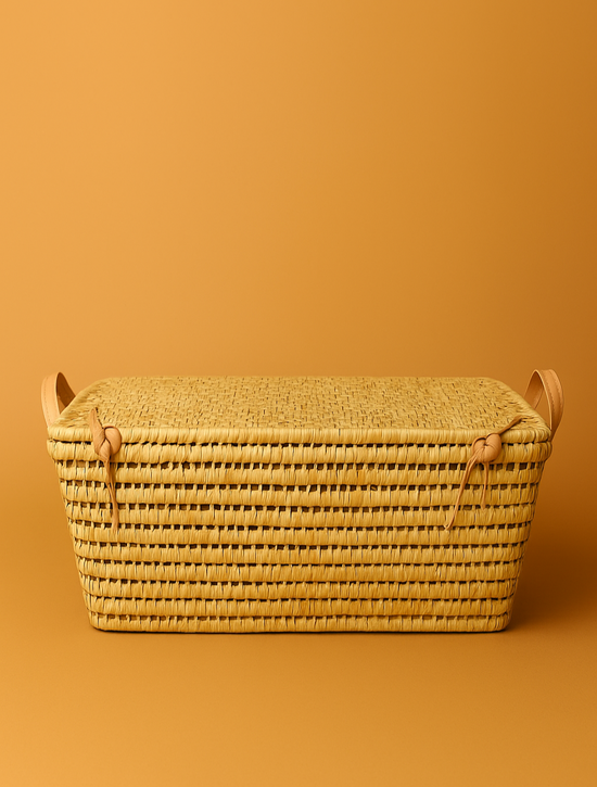 Woven Wicker Storage Chest - Palm Leaf Toy Box, Storage Chest & Basket in 4 Sizes