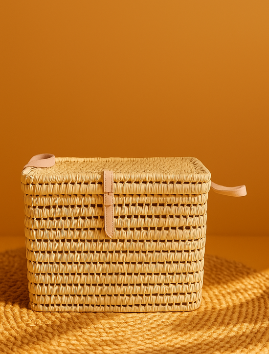 Wicker Storage Chest  Palm Leaf Basket Trunk in 4 Sizes