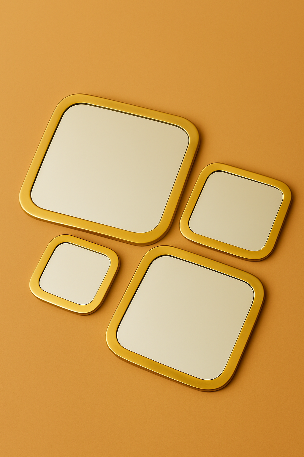 Moroccan Handmade Brass Square Mirrors - Elegant Wall Decor, Unique Gift, Bathroom & Living Room Mirror Set.