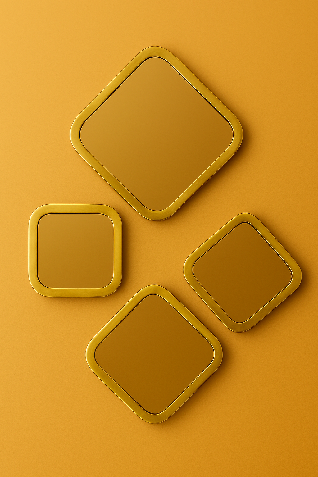 Moroccan Handmade Brass Square Mirrors - Elegant Wall Decor, Unique Gift, Bathroom & Living Room Mirror Set.