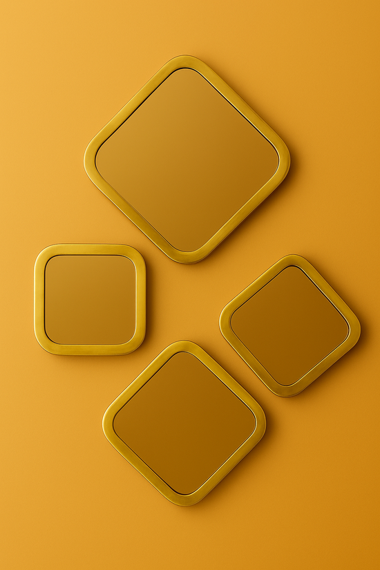 Moroccan Handmade Brass Square Mirrors - Elegant Wall Decor, Unique Gift, Bathroom & Living Room Mirror Set.