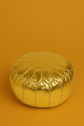 Gold Moroccan Leather Pouf – Handmade Boho Ottoman