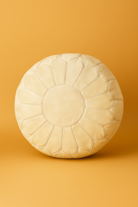 Moroccan Leather Pouf – Neutral Impact, Lasting Structure