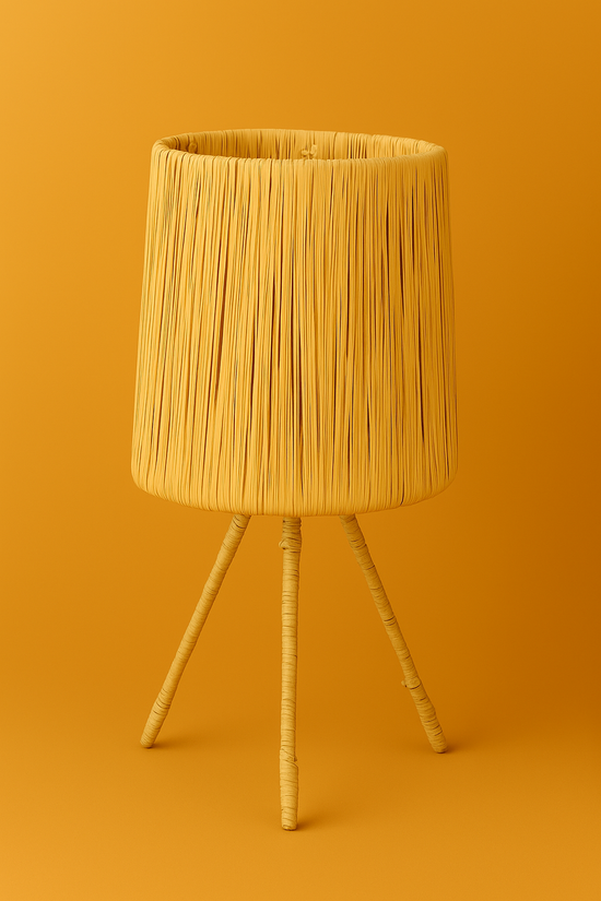 Natural & Black Raffia Lampshade – Moroccan Handmade Table Lamp Shade
