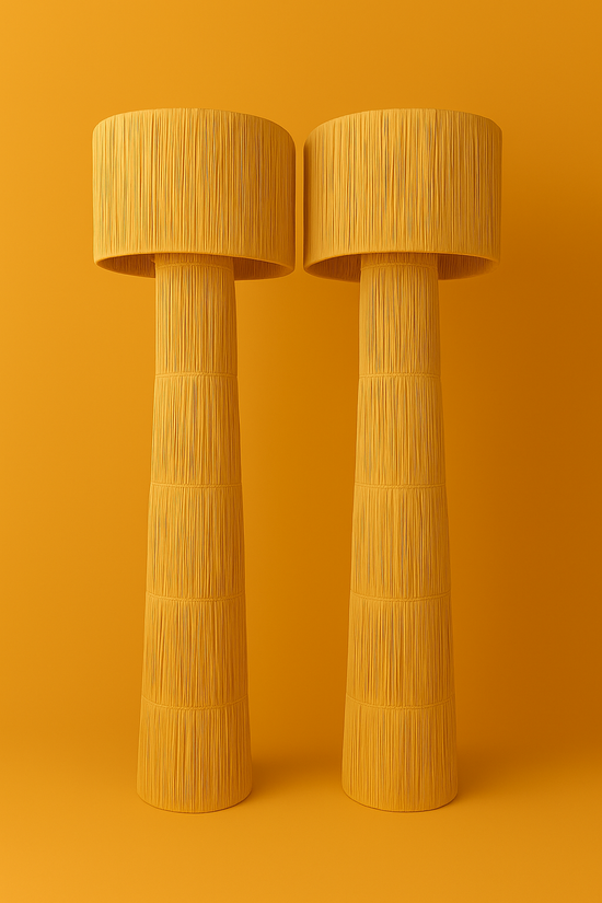 Natural Raffia Floor Lamp – Handmade Moroccan Boho Light